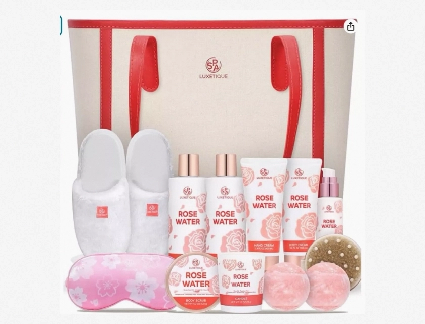 Bath & Body Works Spa Luxetique 12-Piece Rose Gift Basket Set for Women – Mother’s Day Gift