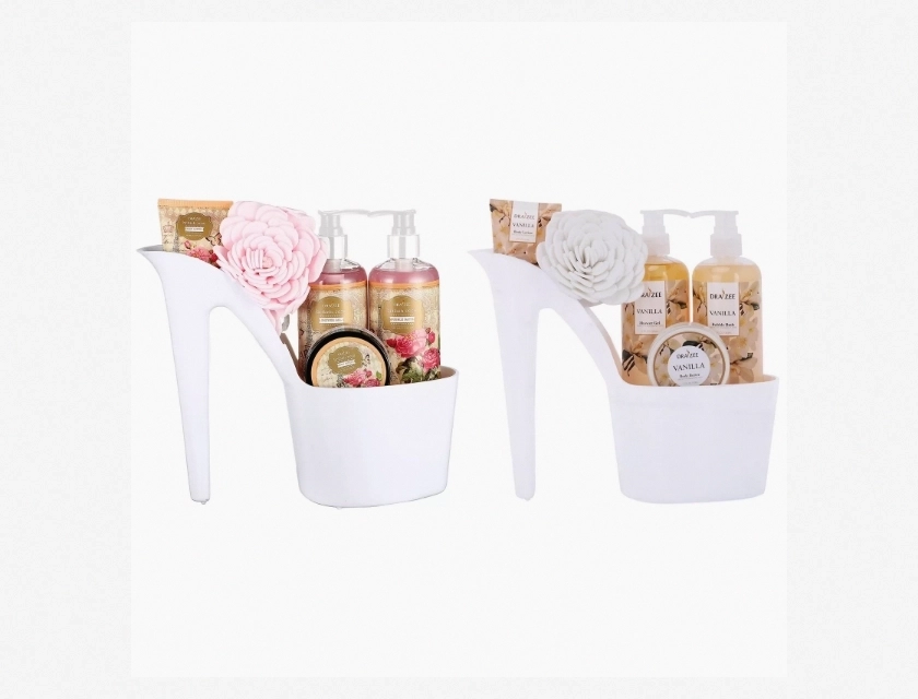 Draizee Rose Vanilla Scented Spa Gift Basket for Women Set of 2 10 Piece