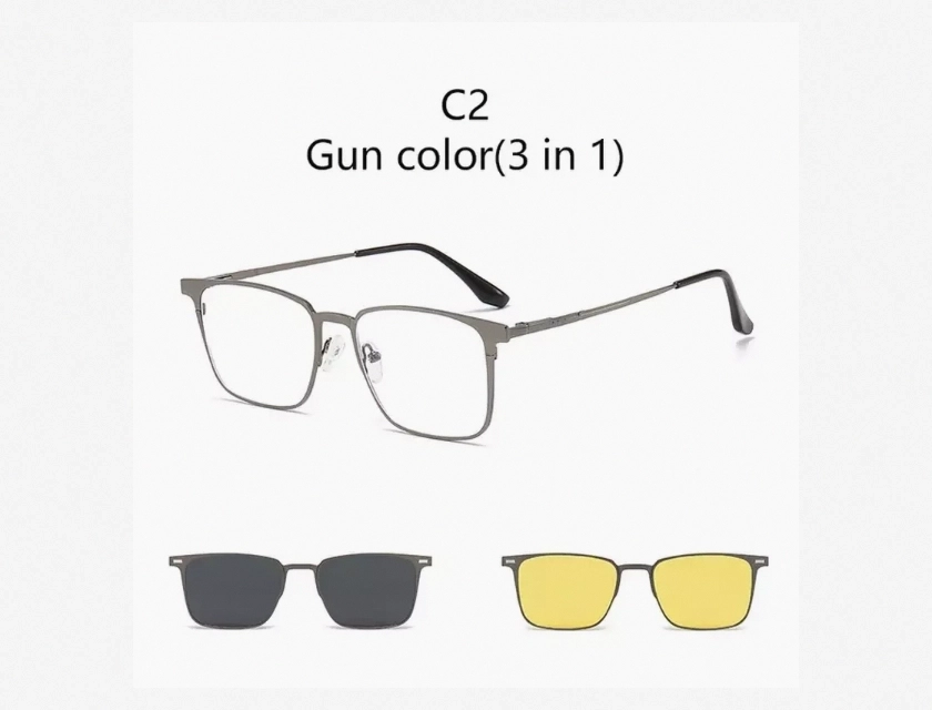 Multi-Use 3-in-1 Glasses Set, Metal Blue Light Blocking Glasses with 2 Magnetic Clip-ons