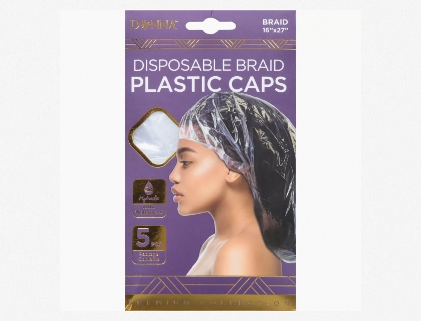 Donna Disposable Braid Plastic Cap 5-Piece Set 16 x 27 Inches for Hair Protection