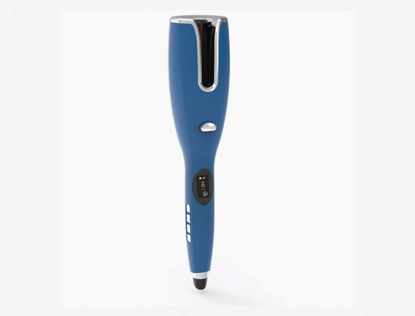 Automatic Rotary LCD Two-Way Portable Ceramic Blue Hair Curler