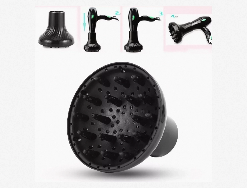 Black Hair Dryer Curl Diffuser, Hair Styling Tool for Defined Curls and Volume