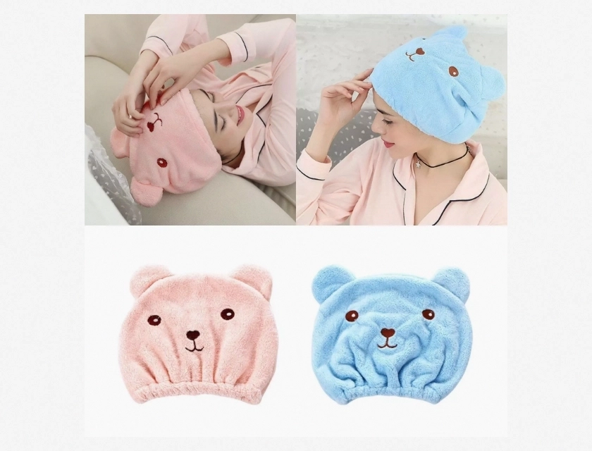 Curly Hair Shower Cap and Towel Wrap, Lightweight Washable Set for Women