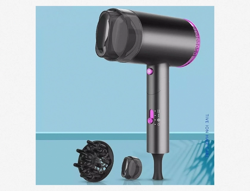 Folding Negative Ion Hair Dryer with EU or US Plug, Fast Drying, Portable Travel Hair Dryer