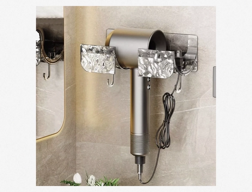 No-Drill Hair Dryer Bracket, Plastic Hair Dryer Shelf for Home