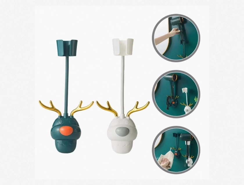 Hands-Free Hair Dryer Holder Bracket for Shelves – Wall Mounted Storage Organizer, Universal Fit for Most Hair Dryers