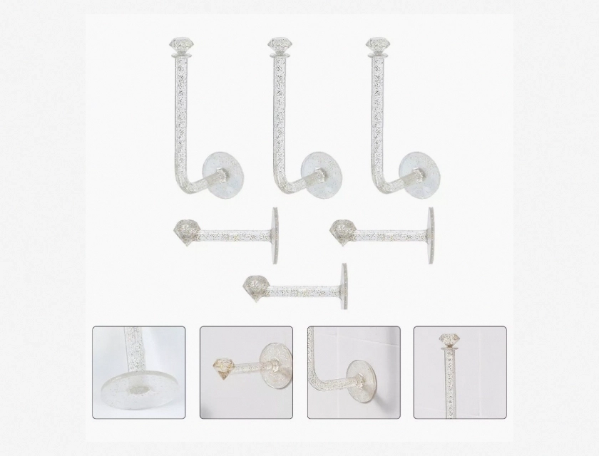 6-Piece Wall-Mounted Hair Accessory Organizer for Headbands and Ties, Clear Acrylic Storage Rack for Bathroom and Bedroom
