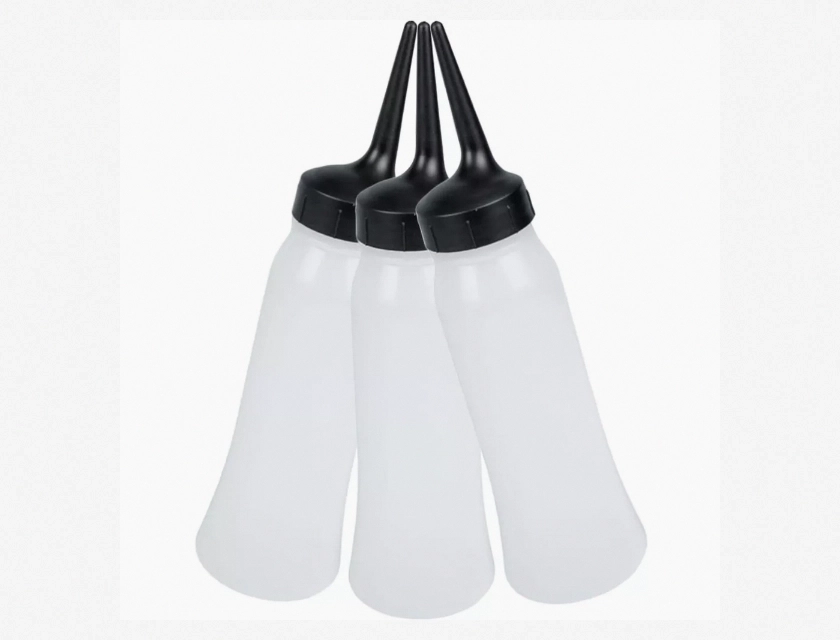 3-Piece Hair Applicator Bottle Set Squeeze Bottles for Hair Color Developer Dye Bleach Cream 8oz 12oz 16oz