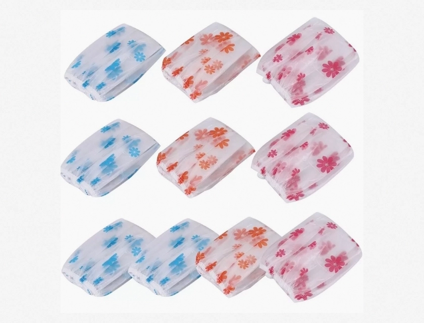 Shower Cap 10 Pack – Elastic Bath Hair Cover for Women, Reusable Shower Hats for Hair Protection