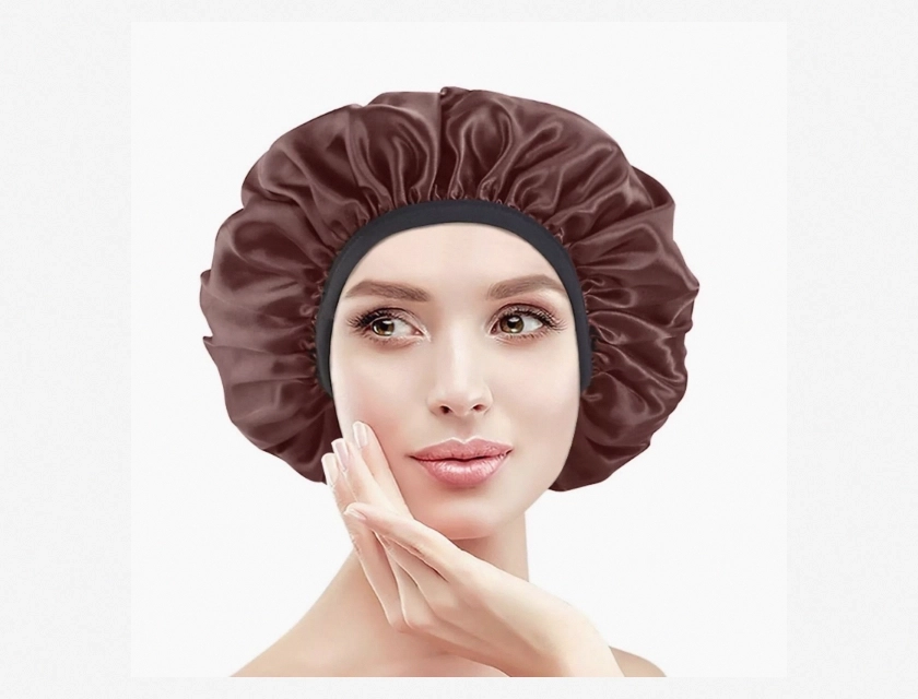 Satin Shower Cap for Women with Braids and Curly Hair Solid Color