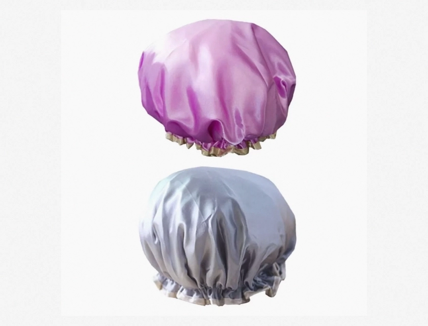 2-Piece Shower Cap Set – Double Layer Waterproof Mold Resistant Washable Shower Caps for Girls