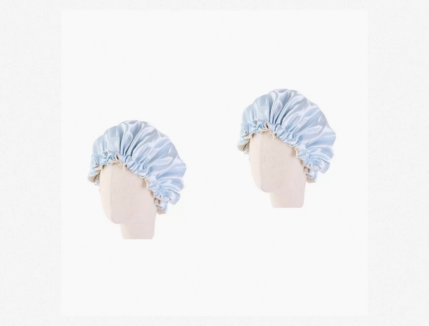2-Piece Silk Bonnet for Curly Hair, Toddler Rubber Bands Included, Soft Head Cap for Sleeping