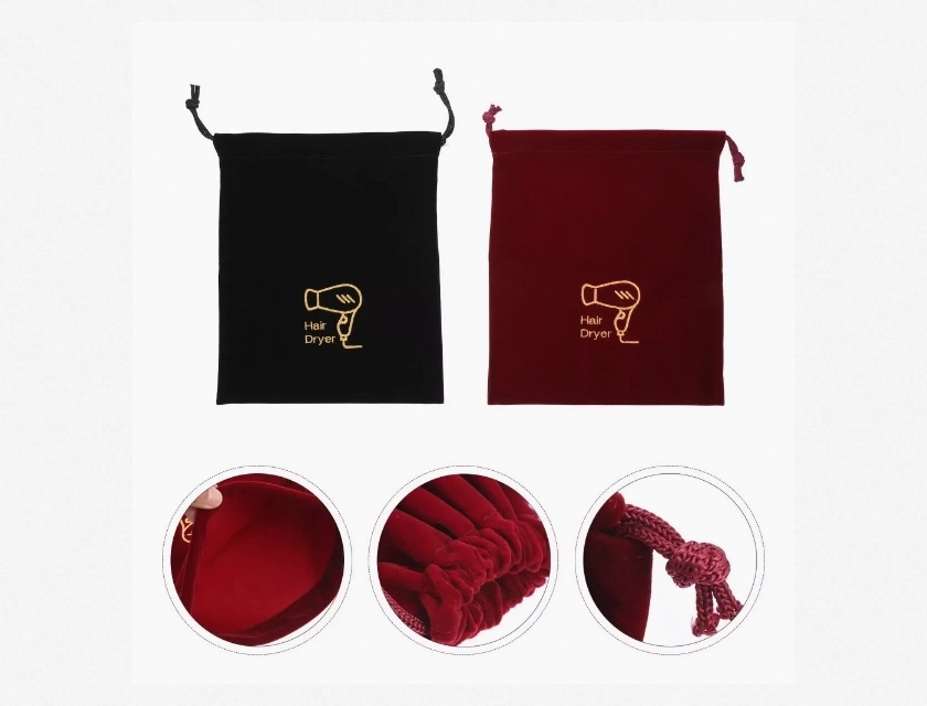 2-Piece Hair Dryer Storage Bag, Travel Drawstring Pouch for Salon and Home Use