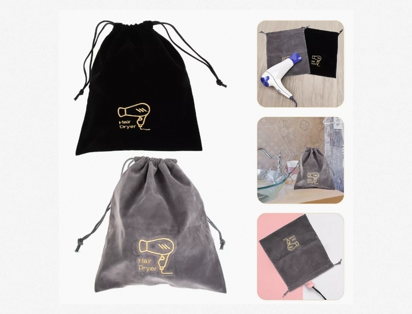 2-Piece Multifunction Drawstring Hair Dryer Storage Bag with Dust Cover