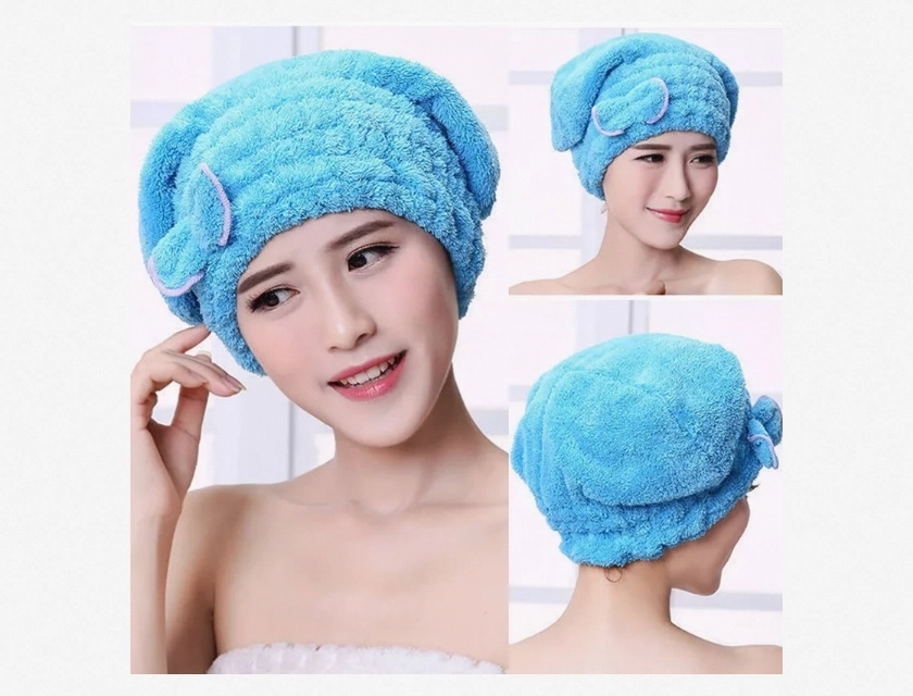 Microfiber Quick Dry Hair Towel Wrap with Bowknot – Bath Spa Turban for Women, Absorbent Hair Drying Towel for Wet Hair, Soft and Lightweight