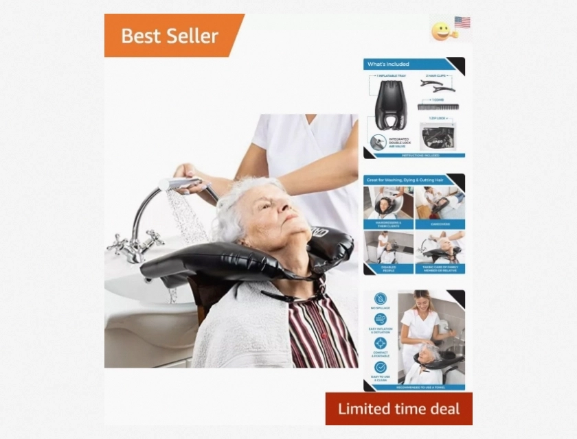 Inflatable Hair Washing Basin for Sink and Bedridden Use, Portable Shampoo Basin for Home Care