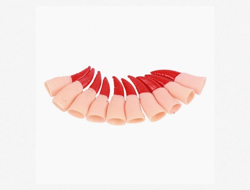 10 Pieces Witch Finger Red Fake Nail Props for Halloween Trick or Treat