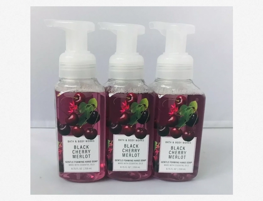 Bath & Body Works Black Cherry Merlot Gentle Foaming Hand Soap, 3-Pack, Moisturizing and Refreshing Hand Wash