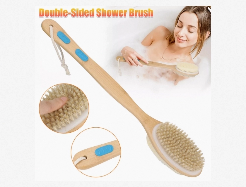 17 Inch Long Handle Double Sided Liquid Bath Brush for Back and Body Washing and Scrubbing