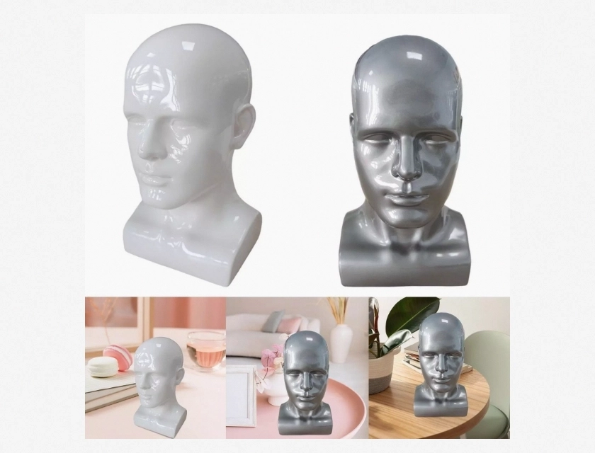 PVC Male Mannequin Head Model 34cm for Hats and Scarves Display