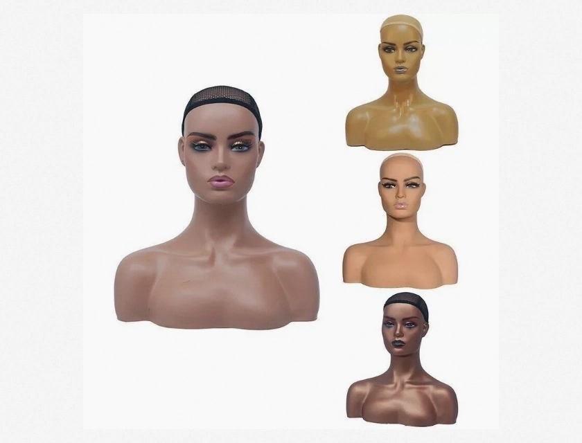 PVC Mannequin Head with Bust for Wig, Hat, and Scarf Display