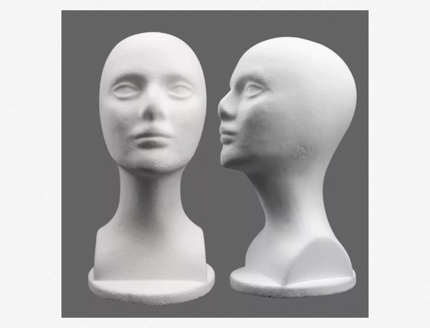 12 Inch Foam Mannequin Head for Wig, Hat, and Glasses Display, Male/Female
