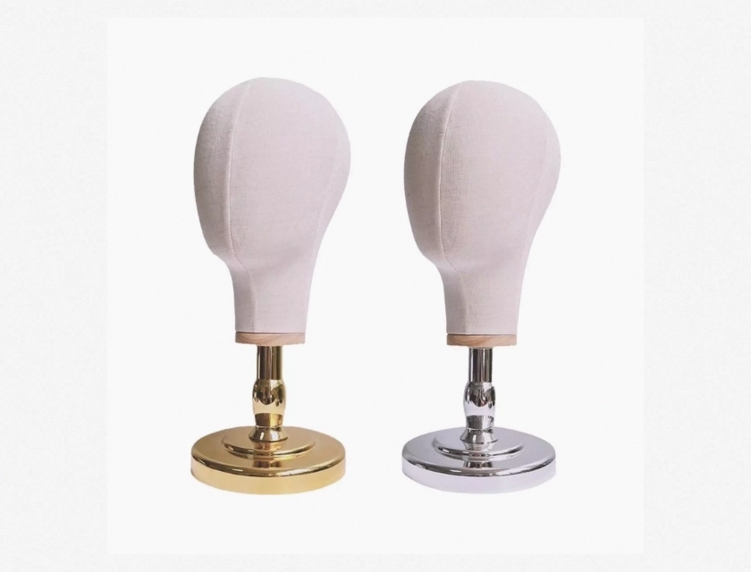 Canvas Block Head Multifunctional Desktop Mannequin Head for Wigs Display and Styling