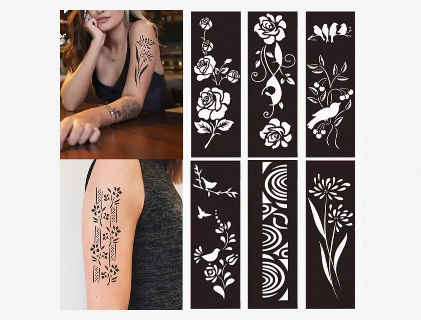 India Henna Cones Temporary Tattoo Stencil Kit for Hand, Arm, and Body Paint Art