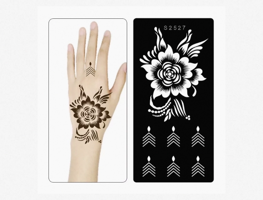 Indian Henna Cones and Stencils Kit for Temporary Tattoos, Hand, Arm, and Body Art