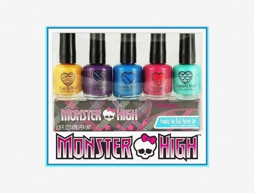 Monster High Freaky Fab Nail Polish Set – 5 Colors: Gold, Purple, Blue, Pink, Turquoise