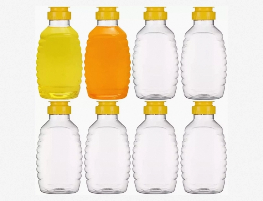 8 Pack 16 oz Plastic Honey Jars, Clear Squeeze Bottles, Empty