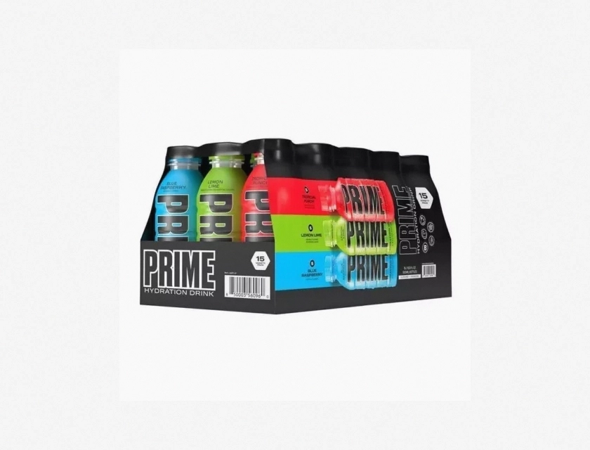 Prime Hydration Drink Variety Pack, 16.9 oz Cans, 15 Count – Lemon, Blue Raspberry, Tropical Punch