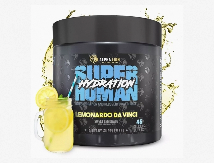 Alpha Lion SuperHuman Hydration Recovery Powder, Leonardo Da Vinci Lemon Flavor, 45 Servings