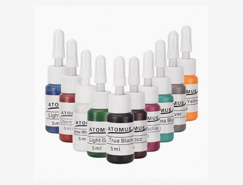 Pigment Ink Set for Body Skin Art Practice, 3D Tattoo Kit, 5 ml