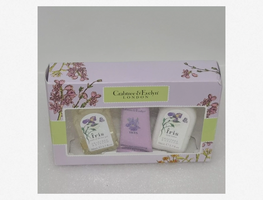 Crabtree Evelyn Iris Body Lotion Shower Gel Hand Therapy Gift Set Travel Size