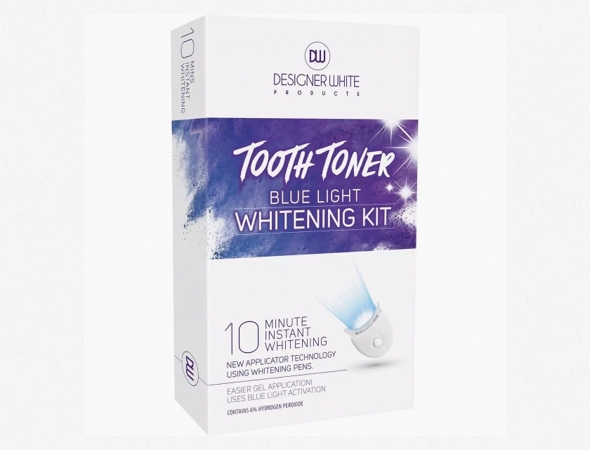 Designer White Tooth Toner Blue Light Teeth Whitening Kit – Professional LED Whitening System for Sensitive Teeth, Removes Stains and Brightens Smile