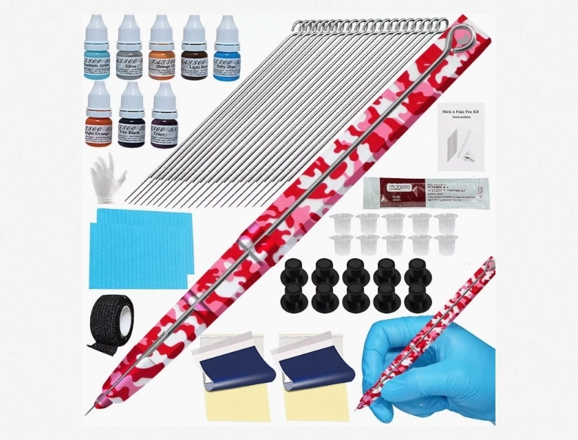 Chiitek Hand Poke Tattoo Kit for Beginners with 8 Inks – Complete Stick and Poke Set