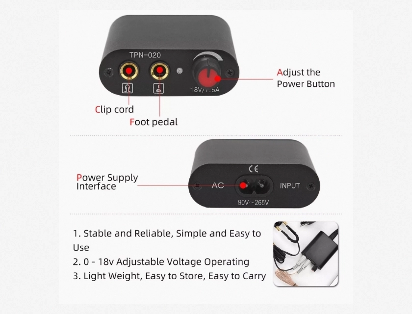 Complete Coil Tattoo Machine Kit with Power Supply, Clip Cord, Foot Pedal, Needles, and Grommets for Beginners