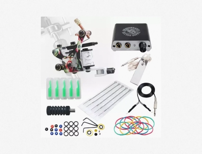 Beginner Complete Tattoo Kit with Machines, Power Supply, Grips, and Tools