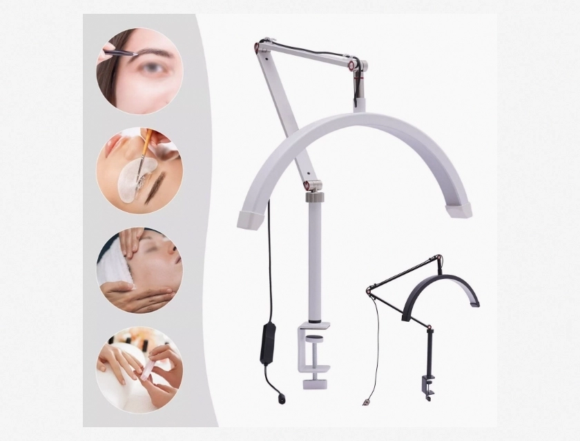 Adjustable Half Moon LED Light for Lash Extensions, Tattoo, and Beauty – Eyelash Lamp