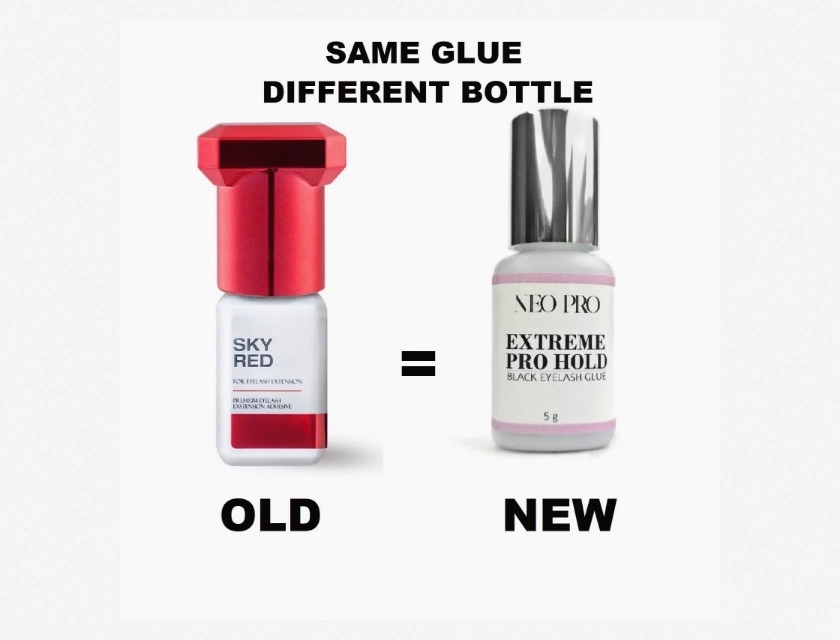 Sky Red Glue for Eyelash Extensions, 1-Second Drying Time, Volume and Classic Lash Adhesive, S+S and D+ Type