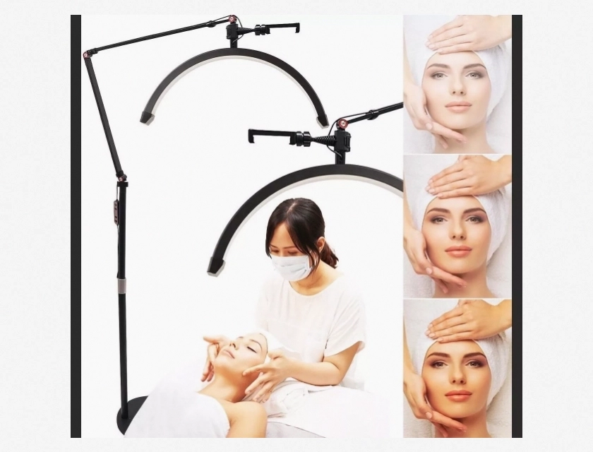 Half Moon Lash Light for Salons, Professional Eyelash Extension Light with Adjustable Stand