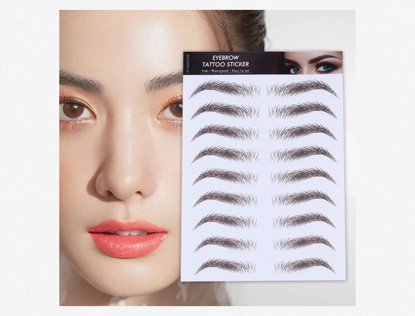 Eyebrow Stickers and False Eyelashes, 4 Pieces