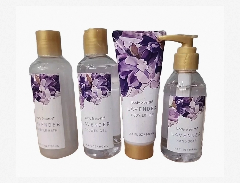 Green Canyon Lavender Scent 4-Piece Set: Bubble Bath, Shower Gel, Body Lotion, Hand Soap