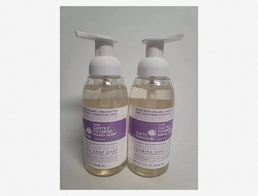 Earth Essentials Pure Castile Foaming Hand Soap, Lavender, 16 Fl Oz (Pack of 2)