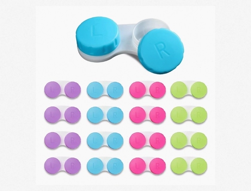 16-Pack Contact Lens Storage Case Set, Portable Travel Lens Cases for Daily Use, Includes 16 Cases with Mirror