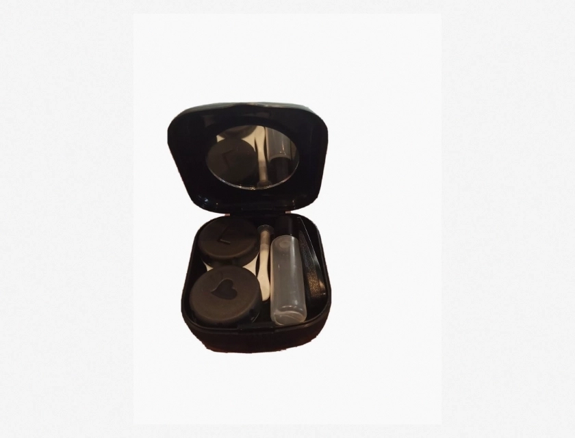 Contact Lens Case Kit with Mirror and Tweezer, Portable Travel Lens Container