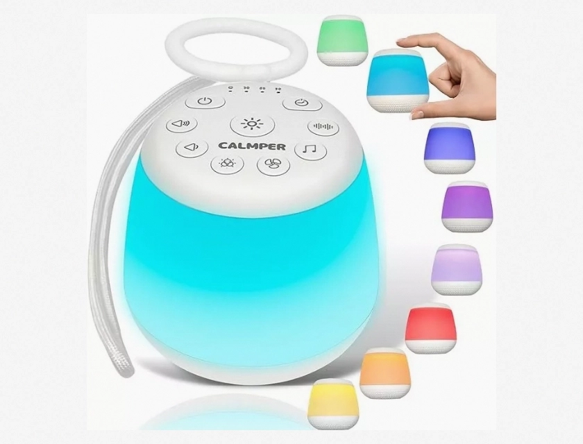Calmper Portable White Noise Machine with 21 Sounds and LED Night Light for Sleep
