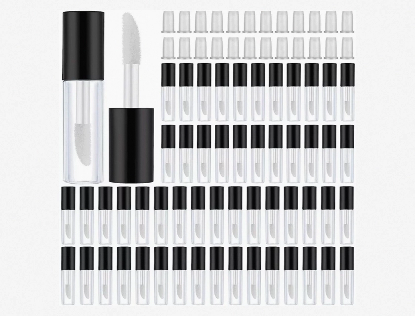 100-Piece 1.2 ml Empty Clear Lip Gloss Tubes, Refillable Lip Balm Bottles
