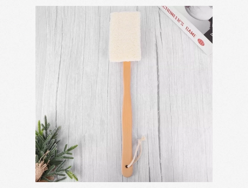 Long Handle Bath Scrubber with Loofah Sponge for Body Cleansing – Exfoliating Back Washer for Shower